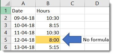 Highlight which cell doesn't have a forumla
