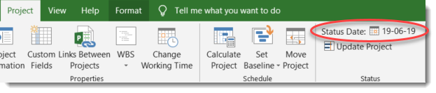 Setting project status date