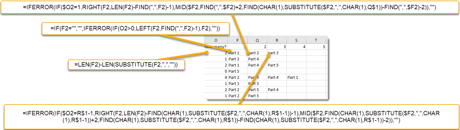 calculations to pull the contents cells apart